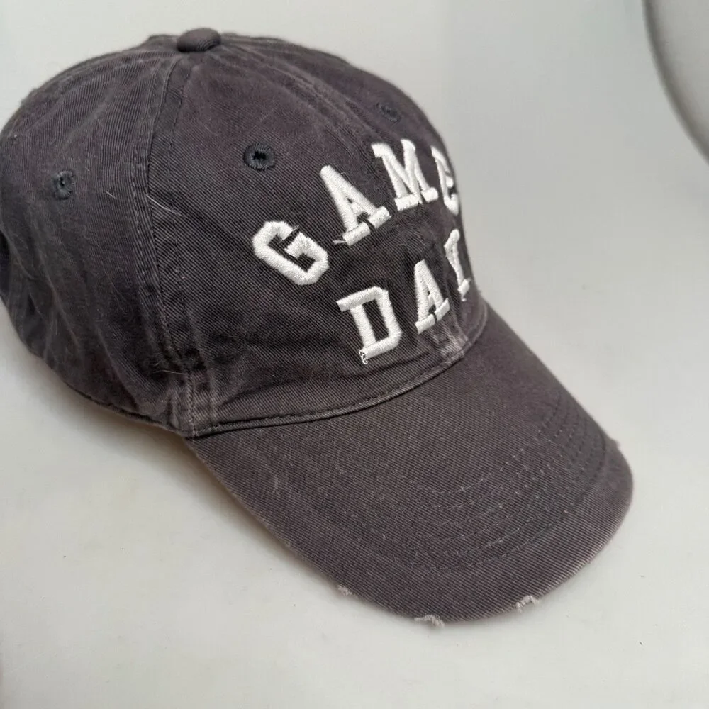 Game Day by Express Womens Hat Cap Strap-Back Charcoal Denim Cotton One-Size-